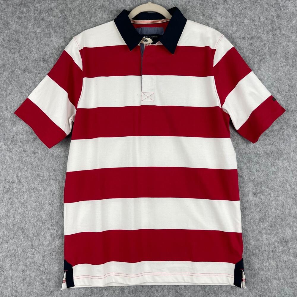 Brook Taverner Polo Shirt Mens Medium Striped Short Sleeve Cotton Rugby Preppy